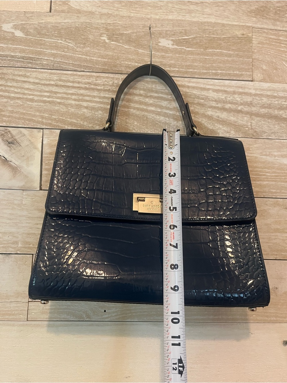 Kate Spade Knightsbridge Doris satchel navy blue patent croc embossed leather - Picture 5 of 14
